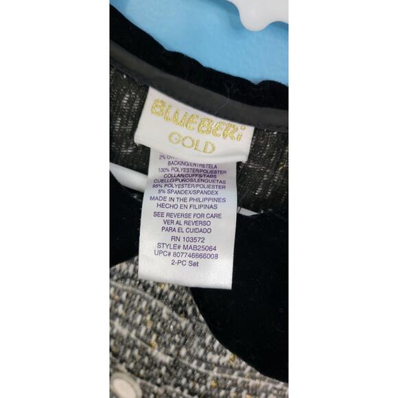 Blueberi Boulevard Black And White Tweed Button Front Pleated Jacket Size 6 - Picture 8 of 10